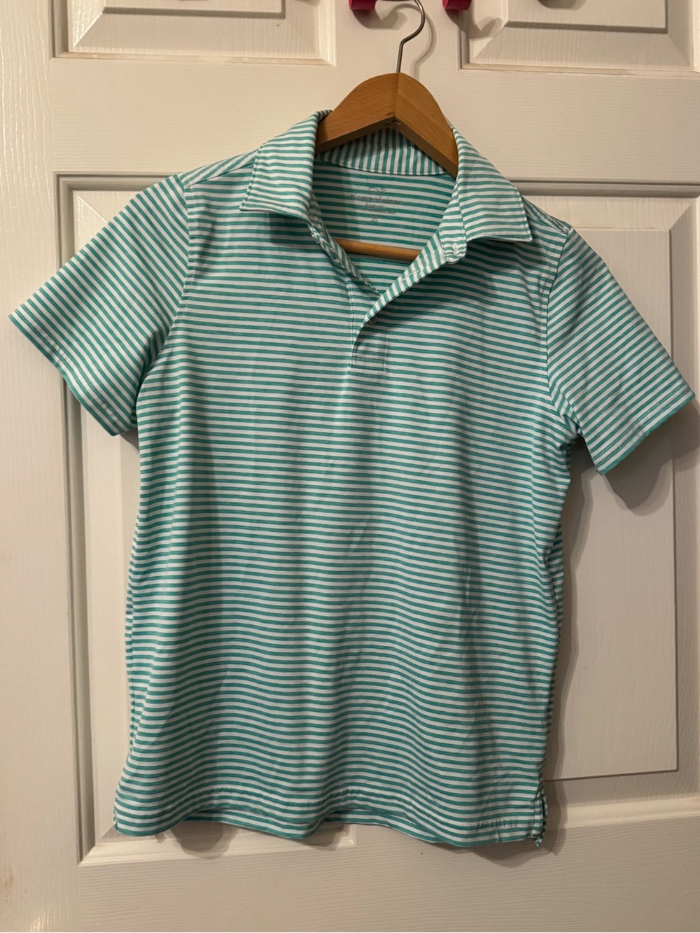 Vineyard Vines Mint and White Striped Polo Shirt